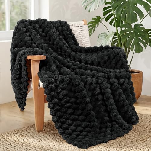 Whale Flotilla Soft 3D Jacquard Fleece Throw Blanket for Couch & Bed, Black - color: Black, size: Throw(50x60 Inch)