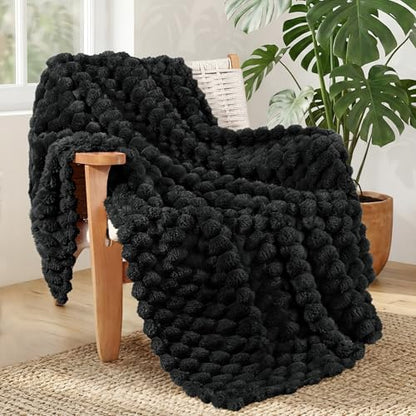 Whale Flotilla Soft 3D Jacquard Fleece Throw Blanket for Couch & Bed, Black - color: Black, size: Throw(50x60 Inch)