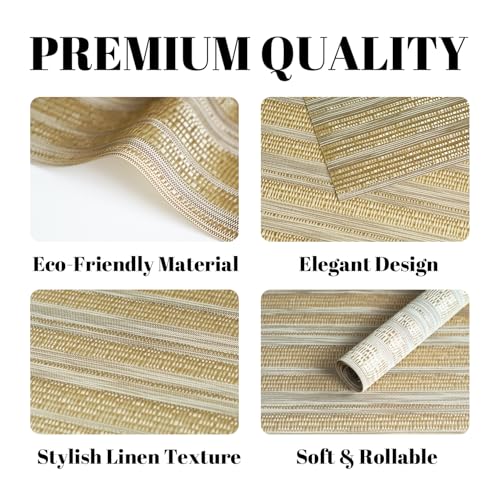 Placemats Set of 8 Vinyl/Plastic Woven Place Mats for Kitchen Table Indoor/Outdoor Washable Placemat Wipeable Dining Table Mats (Aurora Gold,8) - color: B-aurora Gold, size: 8 pcs