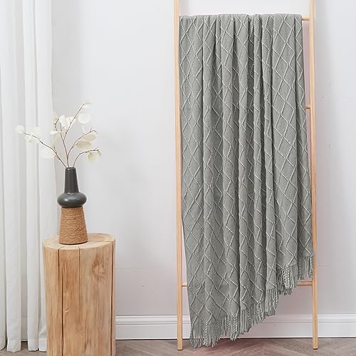 inhand Light Grey Knitted Throw Blanket for Couch and Bed, 50"x60" - color: Light Grey, size: 50"x60"