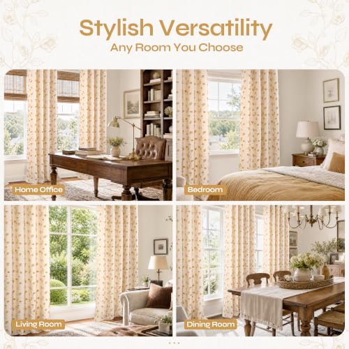 BGment Yellow Linen Curtains for Living Room 90 inches Long - 2 Panels - color: Yellow, size: 52"W x 90"L (Pack of 2)