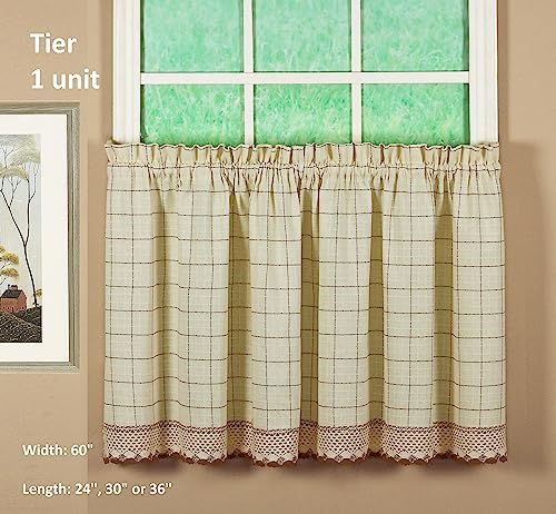 Today's Curtain Adirondack 2-Tone Crochet Tier 36", Ecru/Toast, 60W x 36L - color: Ecru/ Toast, size: 60"W x 36"L (Pack of 1)