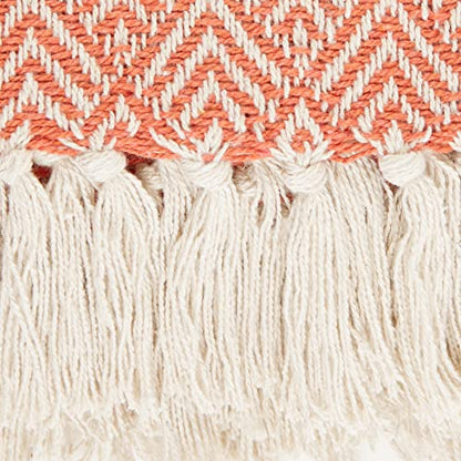 DII Diamond Throw Collection Cotton Woven, 50x60, Spice - color: Spice, size: 50x60"