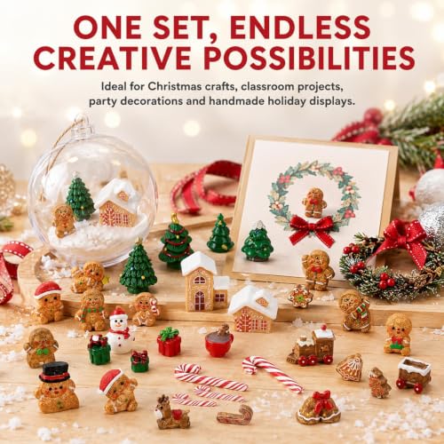 36 PCS Christmas Gingerbread Mini Figurines Tiny Resin Miniature Decoration - color: Christmas Gingerbread