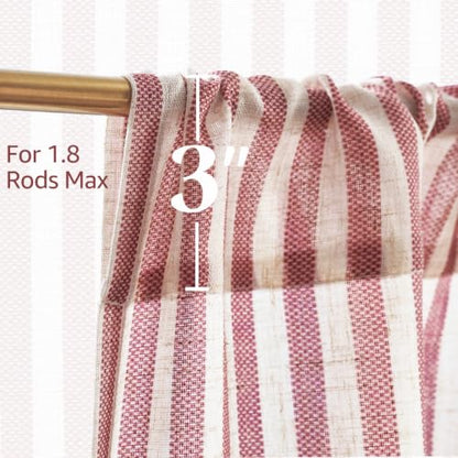 jinchan Linen Boxter Stripe Valances for Window 16 inch, Xmas Red, 1 Panel - color: Boxter Stripe | Xmas Red on Linen, size: 50"W x 16"L (Pack of 1)