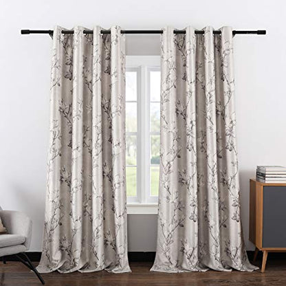 VOGOL Floral Room Darkening Curtains, Grommet Top, 52 x 96, 2 Panels - color: T001c2, size: 52"W x 96"L (Pack of 2)