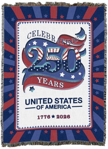 Pure Country Weavers America Celebrating 250 Blanket - Gift America 250th Anniversary Tapestry Throw Woven from Cotton - Made in The USA (72x54) - color: America Celebrating 250, size: 72x54