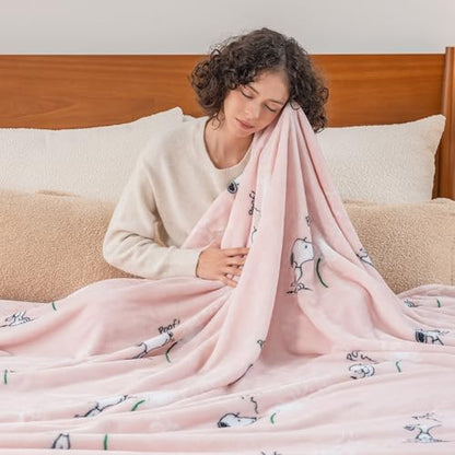 Berkshire Blanket Peanuts® VelvetLoft® Cute Character Snoopy Plush Blanket,Make a Wish Spring Pink,Full/Queen 90 in x 90 in (Official Peanuts® Product) - color: Make a Wish Spring Pink, size: Full/Queen (90 in x 90 in)