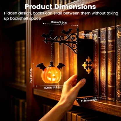 Halloween Lights Mini Lantern for Book Shelf,Pumpkin Hanging Lamp Book Ends - color: Orange Pumpkin