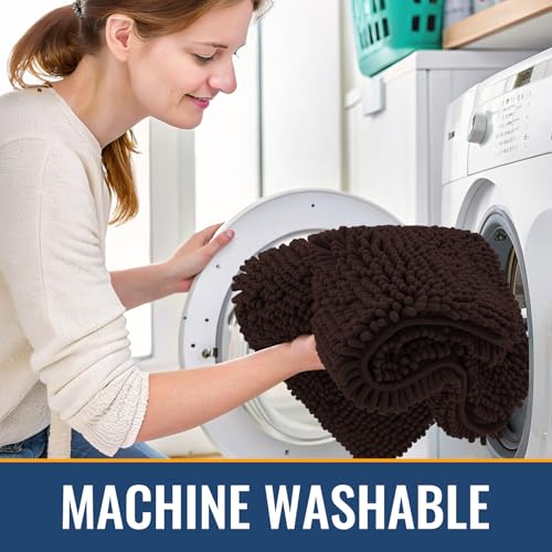 Arotive Bathroom Rugs 24x16, Soft Absorbent Shaggy Chenille Bath Rugs - color: Brown, size: 24" X 16"