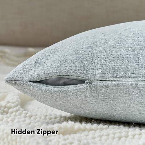 HAUSSY Pack of 2 Faux Linen Throw Pillow Covers 18x18 Inch, Dusty Blue - color: Dusty Blue, size: 18" x 18" (Pack of 2)