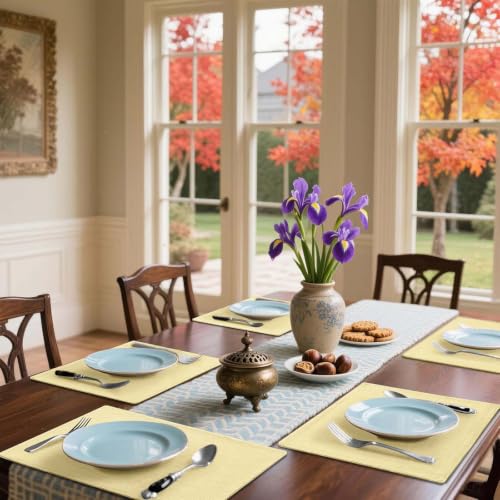 Homaxy Cloths Placemats for Dining Table Set of 6, 13" x 19", Lemon Yellow - color: Lemon Yellow, size: Placemats Set of 6