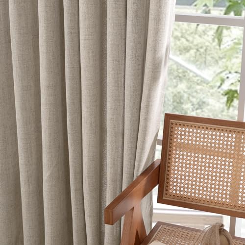 YoungsTex 68 Inch Length Burlap Linen Curtains 2 Panels Set for Living Room - color: Dark Oatmeal, size: 52"W x 68"L (Pack of 2)