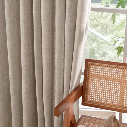 YoungsTex Oatmeal Linen Kitchen Curtains 36 Inches Long 2 Panels Set - color: Dark Oatmeal, size: 42"W x 36"L (Pack of 2)