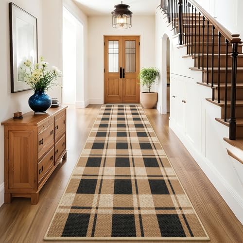 AROGAN 2x8 Checkered Jute Runner Rug for Kitchen Indoor Floor Area Carpet - color: Nature, size: 2' x 8' (Runner)