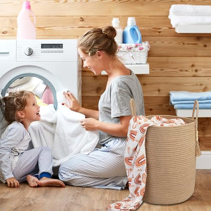 XUANGUO Rope Laundry Basket Laundry Hamper for Clothes Jute - color: jute, size: Regular