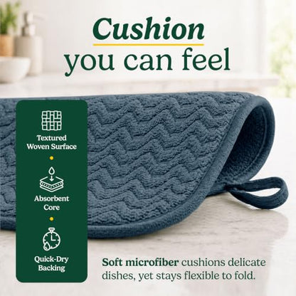 Cuisinart Dish Drying Mat for Kitchen Counter, 2-Pack XL 18"x24" - color: Geostripe Blue