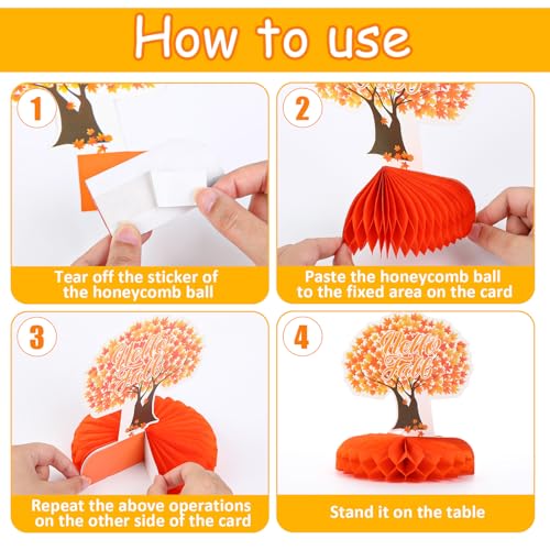 10Pcs Fall Table Decorations, Thanksgiving Honeycomb Centerpieces - style: Fall Party Style