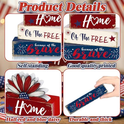 Amyhill 4 Pcs Wooden Sign Decor American Daisy 1, Dog Paw Blocks - style: American Daisy 1