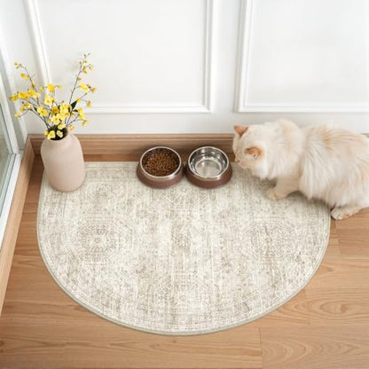 2x3 Half Circle Rug, Small Washable Entryway Rug,Beige - color: Beige/Ivory, size: 2' x 3' (Semicircular)
