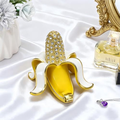 Cute Banana Metal Jewelry Box Daisy Trinket Boxes Storage Gift For Women - color: banana