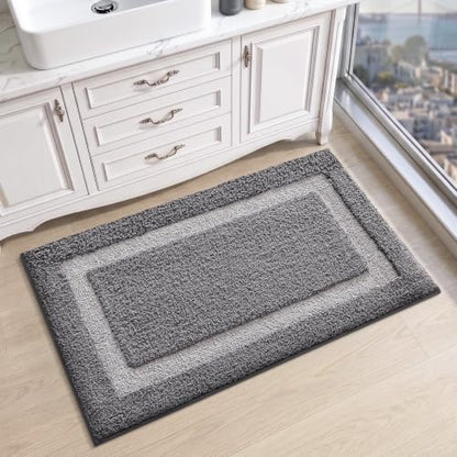 LUMI Bathroom Rug, Non Slip Absorbent Bath Mat, Dark Grey, 24"x36" - color: Dark Grey, size: 24"x36"