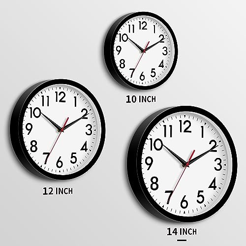 DAXSMY 14 Inch Wall Clock, Battery Operated Silent Non Ticking - color: A-black, size: 14"