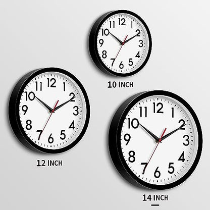DAXSMY 14 Inch Wall Clock, Battery Operated Silent Non Ticking - color: A-black, size: 14"