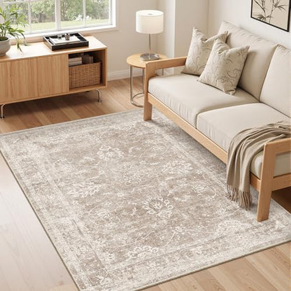 Madane 3x5 Area Rugs for Entryway, Washable Neutral Soft Rugs Brown/Sand - color: Brown/Sand, size: 3' x 5' (Rectangular)