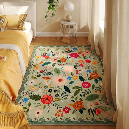 Rugcomf Area Rug 3x5 Washable, Green - color: Green, size: 3' x 5' (Rectangular)