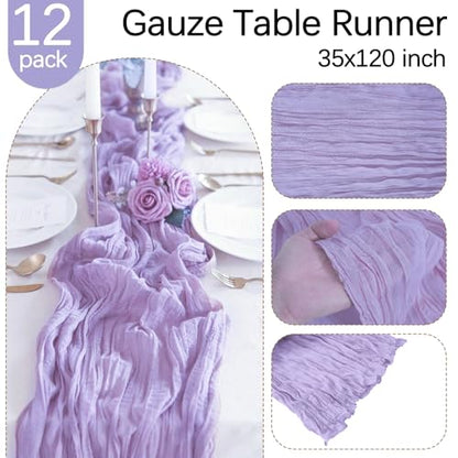 12 Pack Lavender Purple Cheesecloth Table Runner 35 x 120 Inch - color: Lavender, size: 12 Pcs - 10 Ft