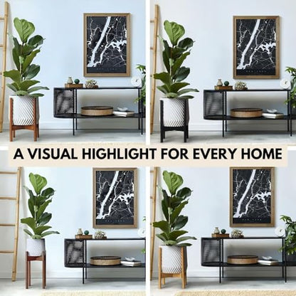 Fox & Fern Large Adjustable Plant Stand Indoor, Bamboo Stand, 8 - 12 Inch - color: Polished Bamboo - Mid, size: 8 - 12 Inch