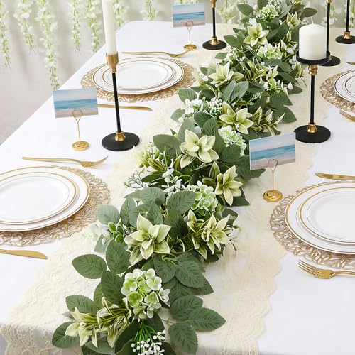 6FT Artificial Eucalyptus Garland with Flowers Faux Greenery Floral Garland - color: Eucalyptus Leaves