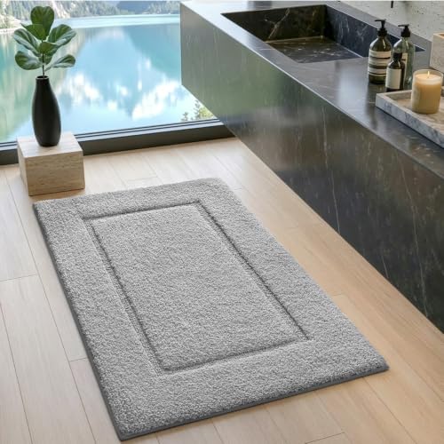 DEXI Bath Mat 36x24, Soft Absorbent Bathroom Rugs Non Slip, Light Grey - color: Light Grey, size: 36" X 24" (Rectangular)