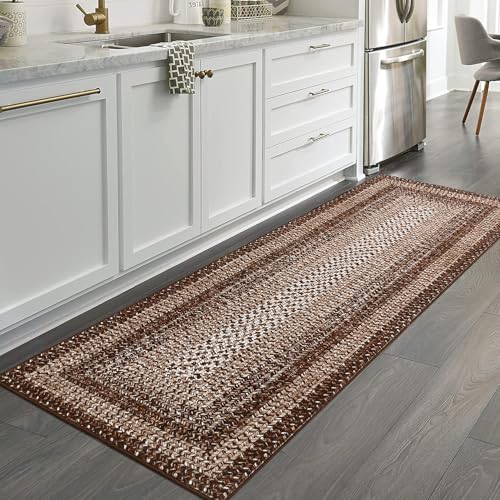 RUGSREAL Washable 2x10 Runner Rug for Hallway Kitchen Modern Runner Rugs - color: Brown, size: 2' x 10' (Runner)