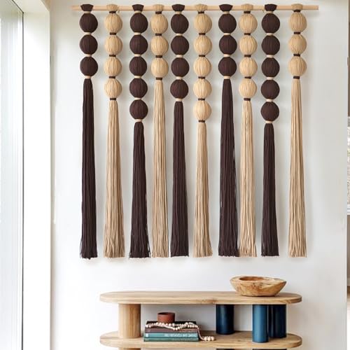 Macrame Wall Hanging Large Boho Wall Decor Natural Brown Khaki 39"W*39"L - color: Brown Khaki