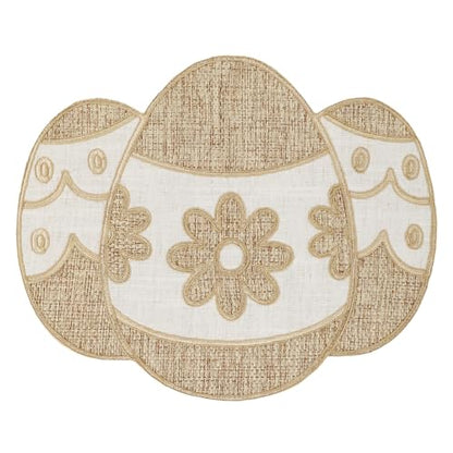 Feuille Easter Placemats Set of 4 – Egg Burlap Spring Placemats, Farmhouse Spring Place Mats for Easter Decorations - style: Egg