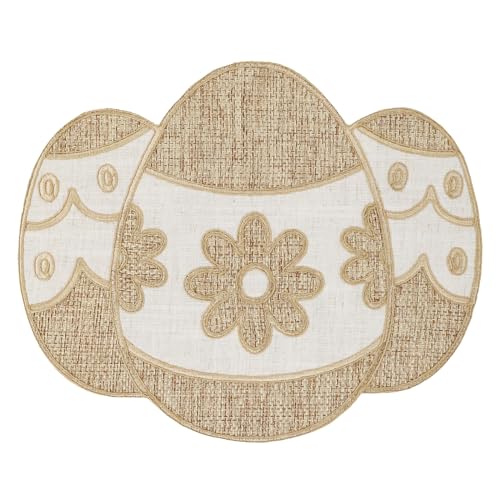 Feuille Easter Placemats Set of 4 – Egg Burlap Spring Placemats, Farmhouse Spring Place Mats for Easter Decorations - style: Egg