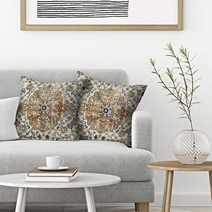 Blue Gold Carpet Pattern Boho Pillow Covers 18x18 Set of 2 - color: Boho-11, size: 18" x 18" (Pack of 2)