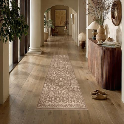 HUGEAR 2x6 Brown Neutral Runner Rugs Washable Rug Carpet - color: Brown, size: 2' x 6' (Runner)