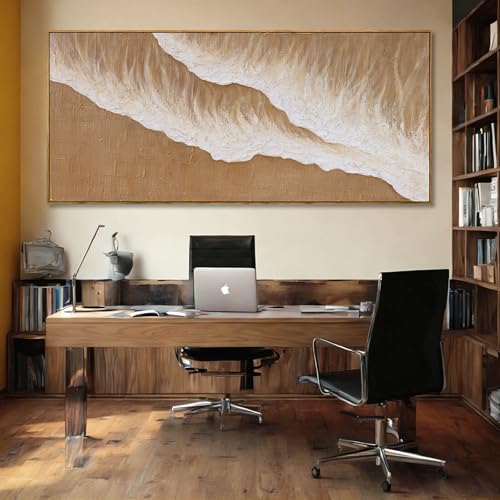Beige Cream Neutral Abstract Wall Art, 32x70 Inch Large Framed Canvas Wall Art, Modern Horizontal Printed Artwork with Wooden Frame for Living Room - color: Beige, size: 70"L x 32"W