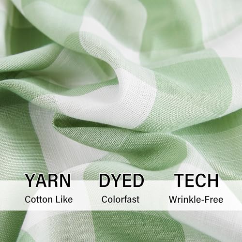 Plaid Kitchen Curtains 27x24 Green White Check Tiers for Kitchen Semi Sheer - color: Light Green and White, size: 24"W x 24"L (Pack of 2)