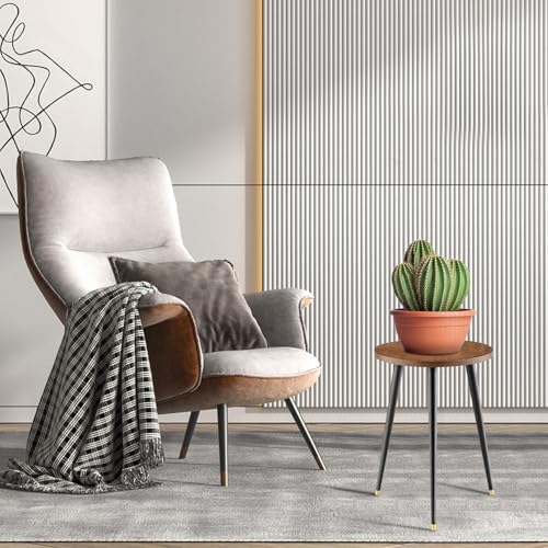 KINNARY Plant Stand Indoor,Mid Century Wood Plant Stand Plant Table for Flower Pots,Heavy Duty Metal Tall Plant Holder, Modern Home Decor Small Round Side End Table 2 Pack (11.8"x16") - color: Walnut 2PK 11.8"x16"