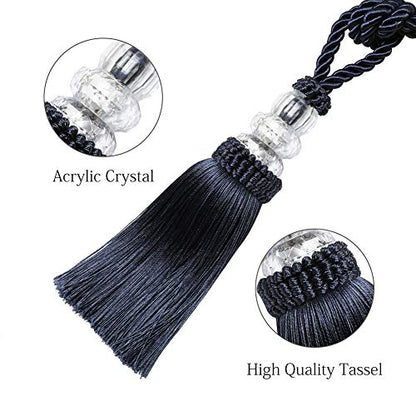 BEL AVENIR 2 Pack Curtain Tiebacks Hand-Woven Holdbacks Tassels Tiebacks - color: Navy, size: 2 Pack
