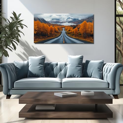 Ouzzlie Tree Wall Art White Art for Living Room - color: brown, size: 48"L x 24"W