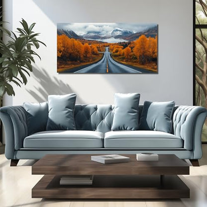 Ouzzlie Tree Wall Art White Art for Living Room - color: brown, size: 48"L x 24"W