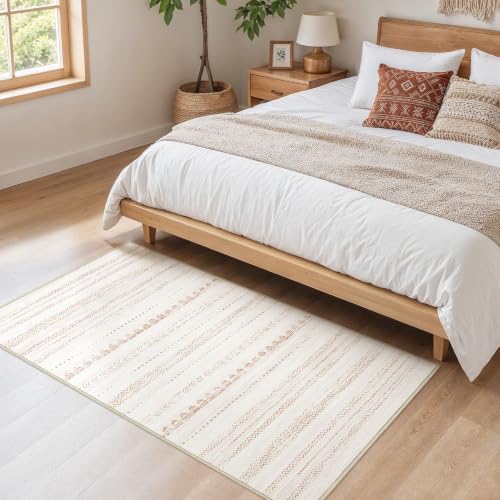 Nakagishi Boho 3x5 Area Rug Living Room Rugs Machine Washable Beige/Brown - color: Beige Brown, size: 3' X 5' (Rectangular)