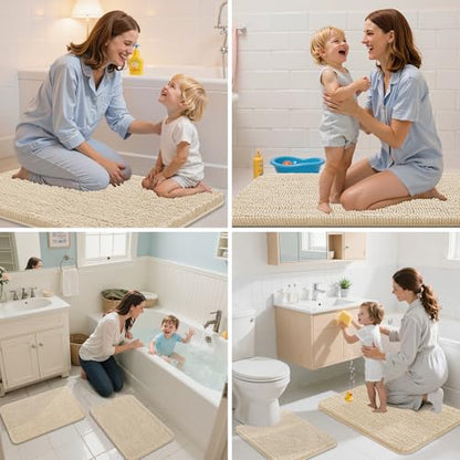 Arotive Bathroom Rugs 59x35, Soft Absorbent Shaggy Chenille Bath Rugs - color: Beige, size: 59" X 35"