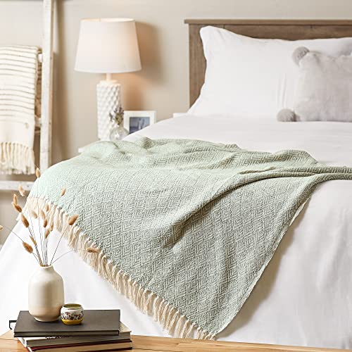DII Diamond Throw Collection Cotton Woven, 50x60, Jadeite - color: Jadeite, size: 50x60"