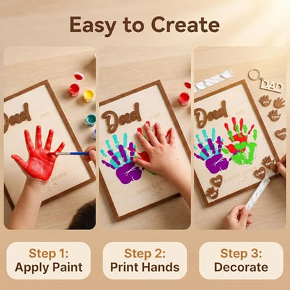 10" Best Dad Ever Hands Down DIY Frame Hand Print Kits, Personalized Father Day Craft for Dad from Kids, Family Handprint Keepsake for Daddy, Papa from Son Daughter - color: Brown